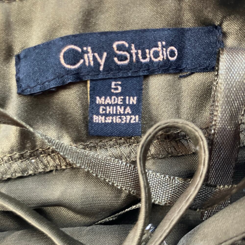 City Studio Satin Sheath Dress Size 5 Cross Back Drape Skirt Glam - Picture 6 of 7